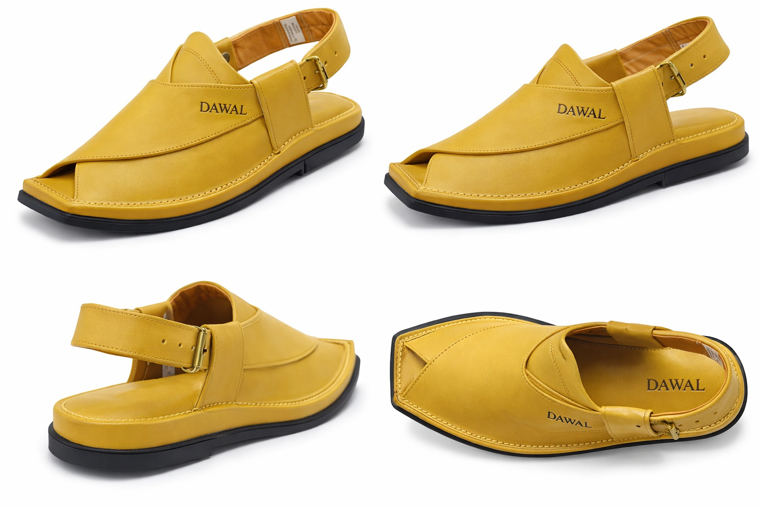 Dawal Mustard Yellow Peshawari Chappal for Men