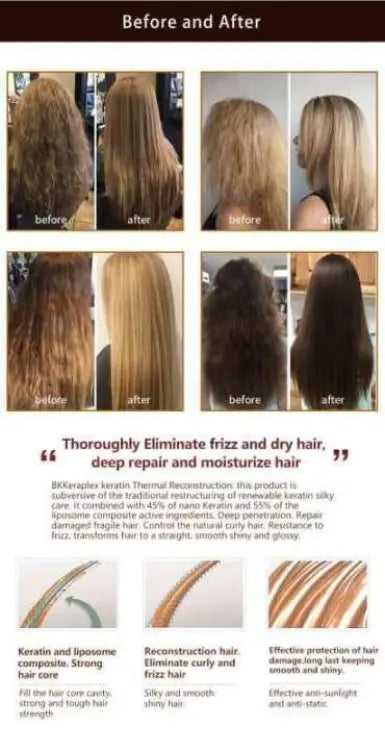Nano Brazilian Keratin Hair Treatment Kit 300ml x 3 For Soft Straight And Shiny Hair WITH FREE COMB