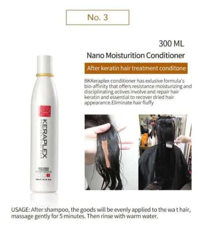 Nano Brazilian Keratin Hair Treatment Kit 300ml x 3 For Soft Straight And Shiny Hair WITH FREE COMB