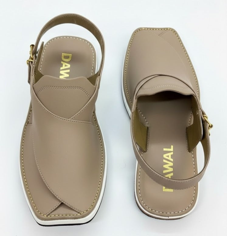 Handmade Comfort Beige Leather Peshawari Sandal