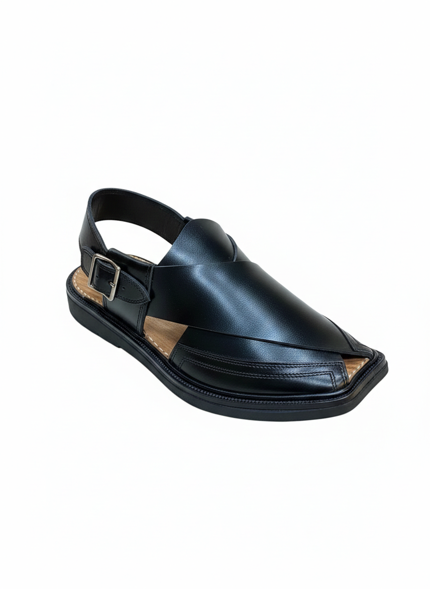 Dawal Black Peshawari Chappal