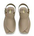 Handmade Dawal beige leather sandal traditional Pakistani men footwear close view