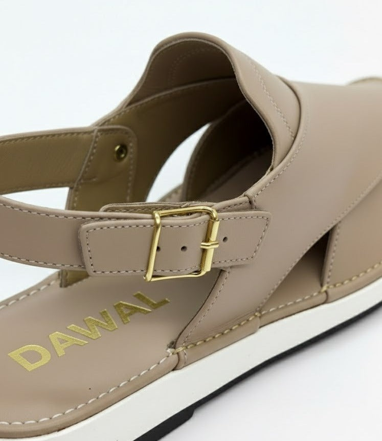 Handmade Comfort Beige Leather Peshawari Sandal