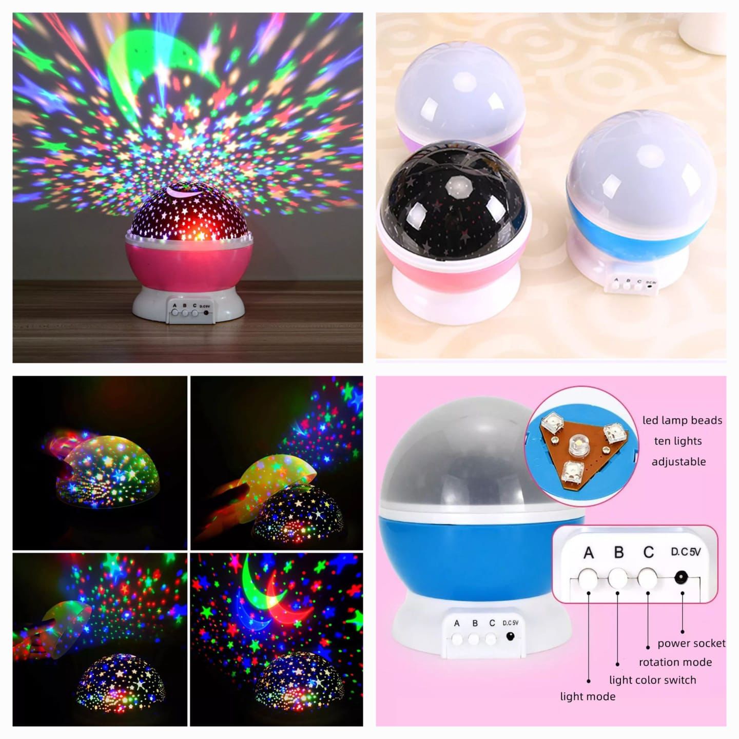 FRESTYQUE Star Master Rotating 360 Degree Moon Night Light Lamp Projector